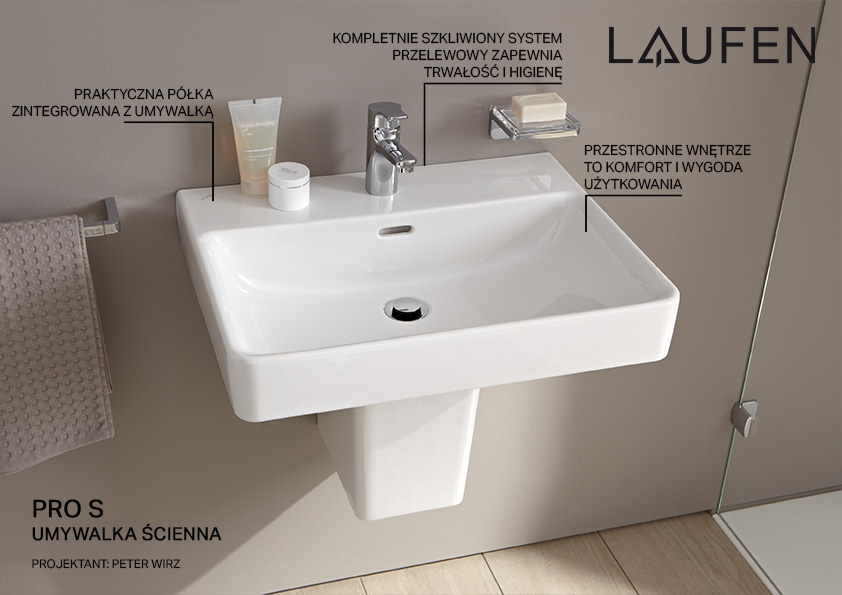 Laufen Pro S umywalka 55x44,6 cm owalna ścienna biała H8109620001041