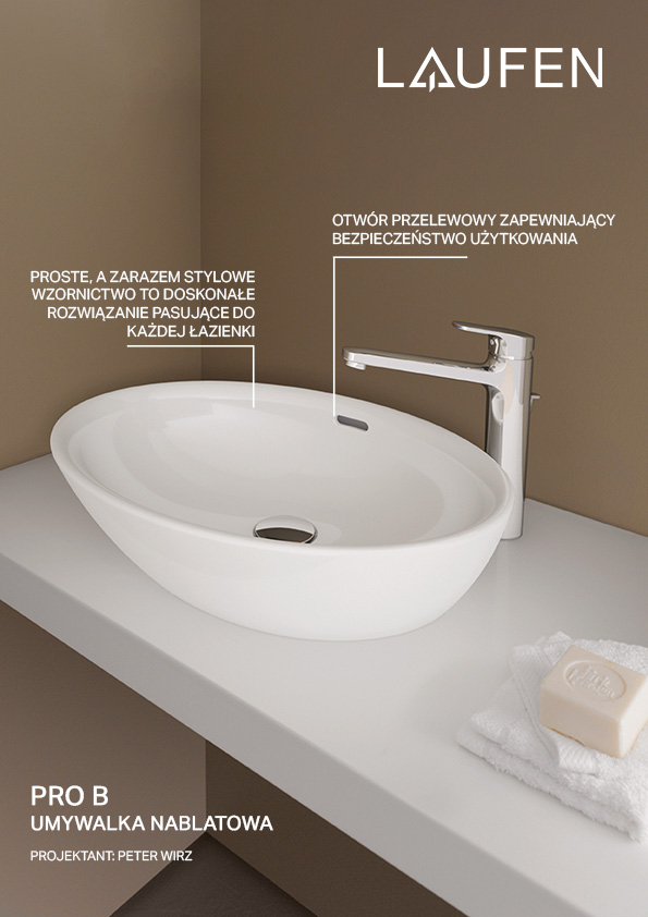 Laufen Pro B umywalka 52x39 cm owalna nablatowa biała H8129640001091