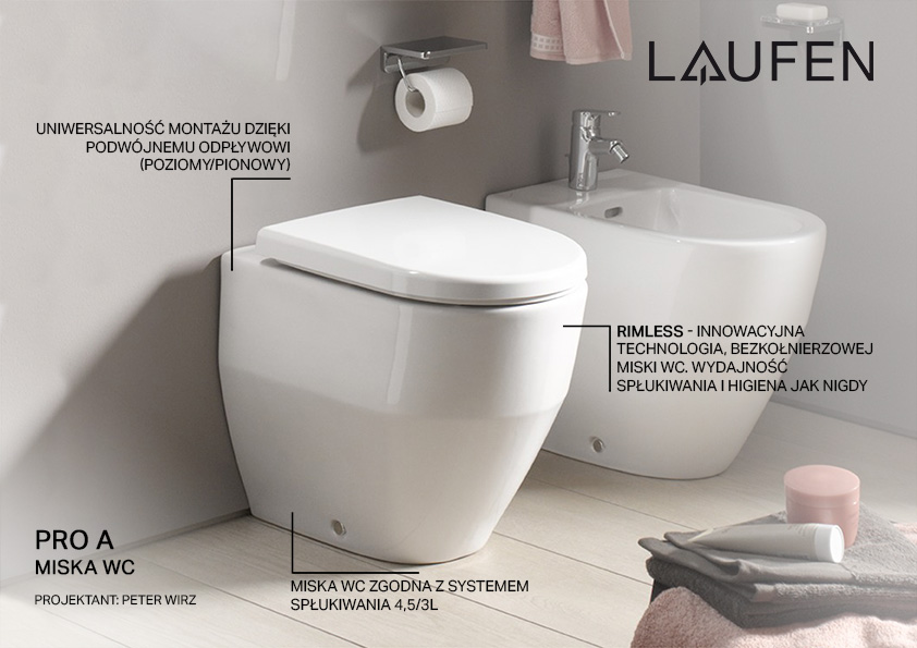 Laufen Pro A miska WC stojąca bez kołnierza biały połysk H8229560000001