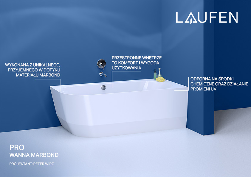 Laufen Pro wanna narożna 180x80 cm prawa biała H2449550000001
