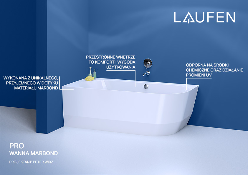 Laufen Pro wanna narożna 180x80 cm lewa biała H2449560000001