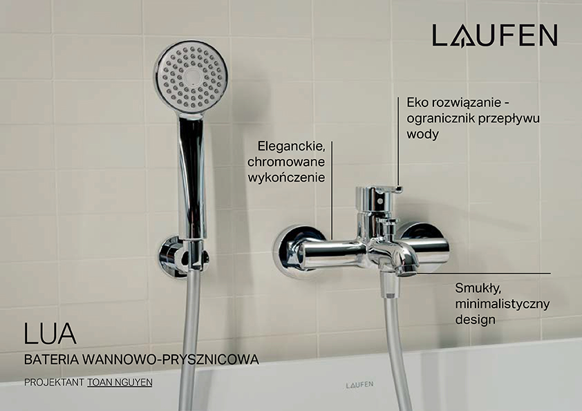 Laufen Lua bateria wannowo-prysznicowa ścienna chrom H3210810044001