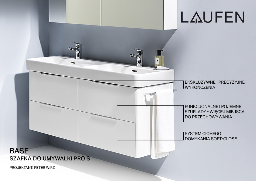 Laufen Base szafka 115,9x44x53 cm podumywalkowa wisząca biała H4024941102611