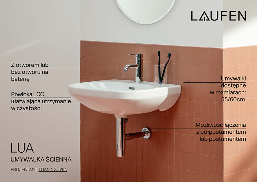 Laufen Lua umywalka 60x46 cm półokrągła ścienna biała H8110834001041