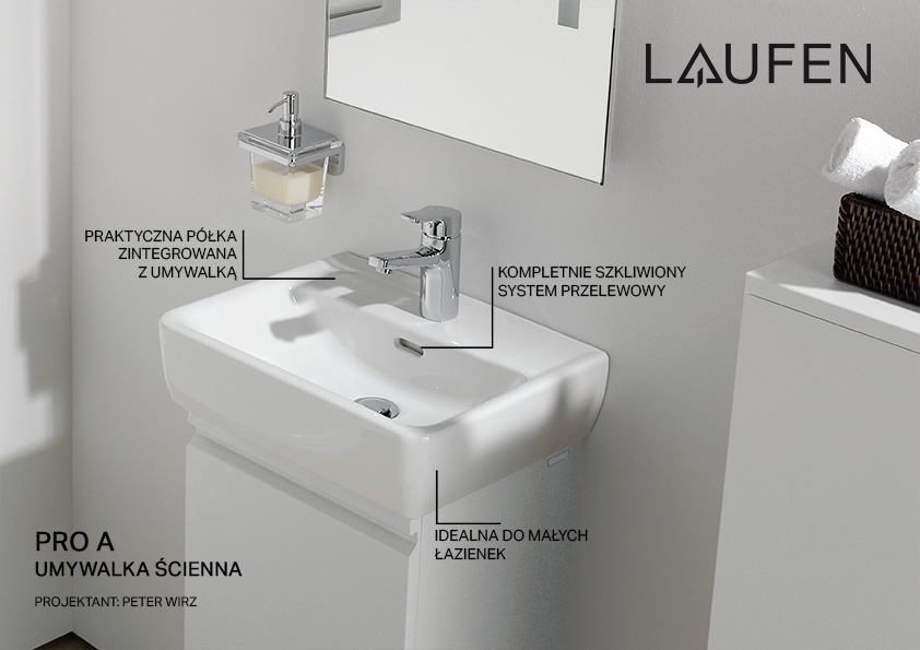 Laufen Pro A umywalka 45x34 cm prostokątna ścienna biała H8119520001041