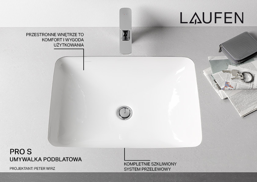 Laufen Pro S umywalka 55x38 cm prostokątna podblatowa biała H8119630001091