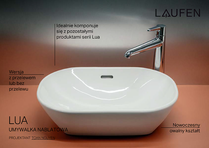 Laufen Lua umywalka 50x35 cm owalna nablatowa biała H8120830001091