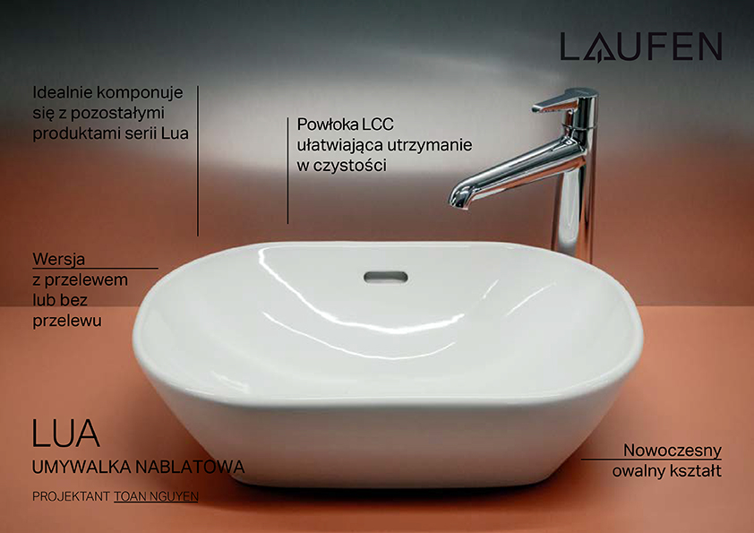 Laufen Lua umywalka 50x35 cm owalna nablatowa biała H8120834001091