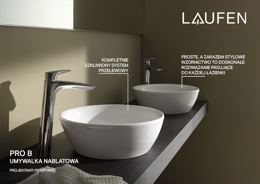 Laufen Pro B umywalka 52x39 cm owalna nablatowa biała H8129640001121