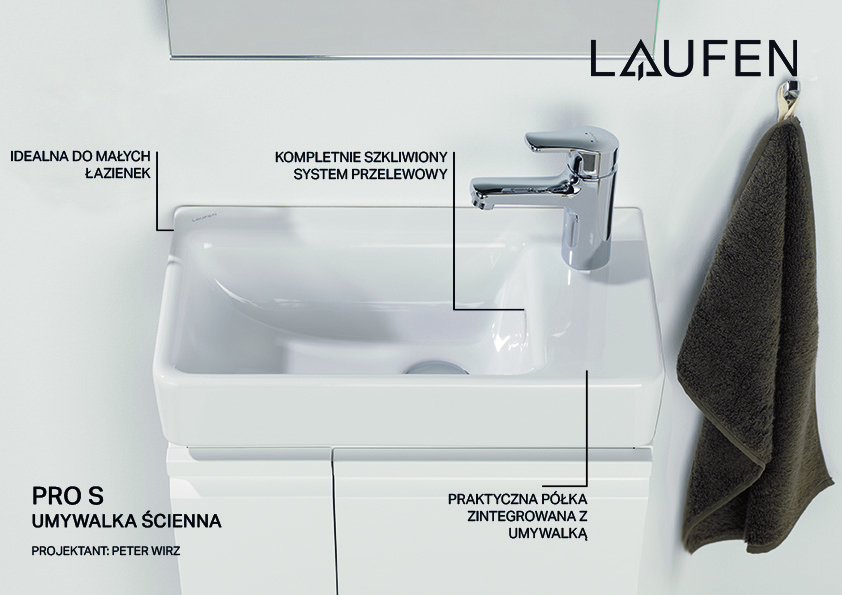 Laufen Pro S umywalka 48x28 cm prostokątna ścienna biała H8159540001041