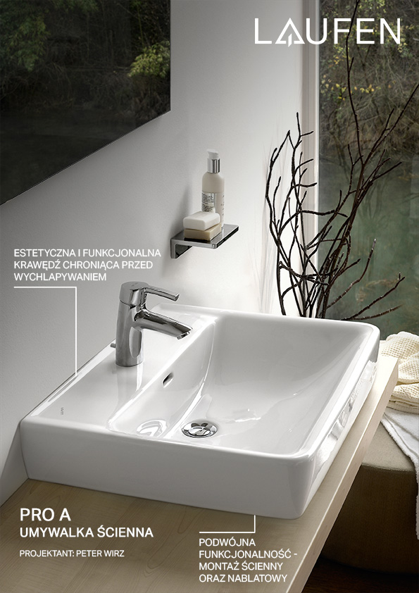 Laufen Pro A umywalka 60x48 cm prostokątna ścienna-nablatowa biała H8179520001041