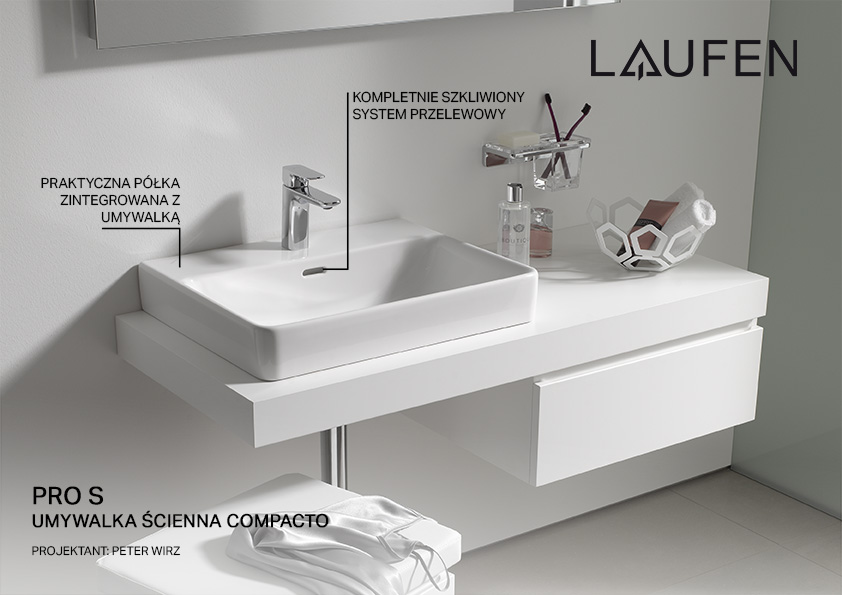 Laufen Pro S umywalka 60x38 cm prostokątna ścienna biała H8179590001041