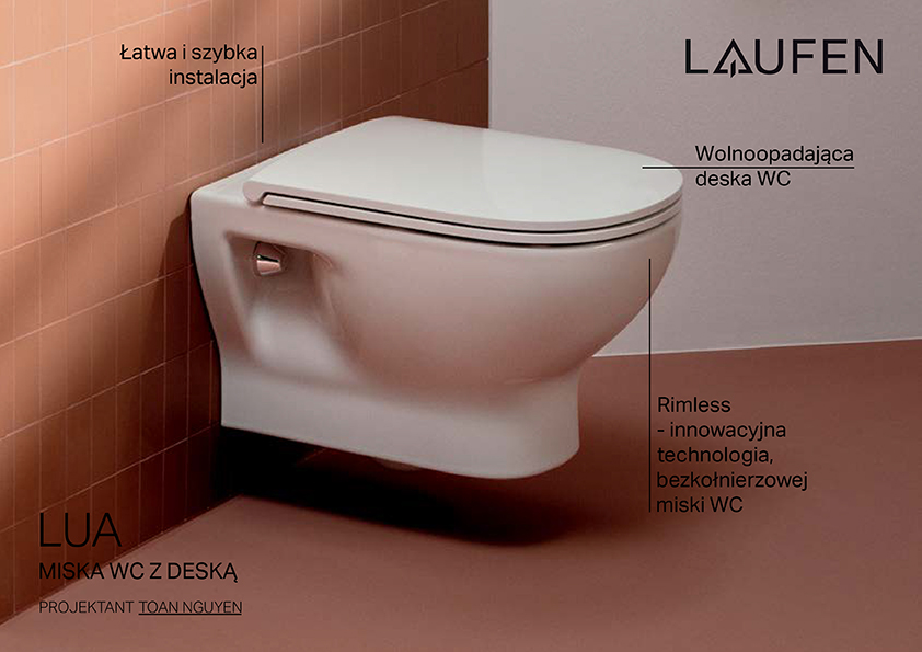 Laufen Lua miska WC z deską wolnoopadającą wisząca bez kołnierza biały połysk H8660810000001