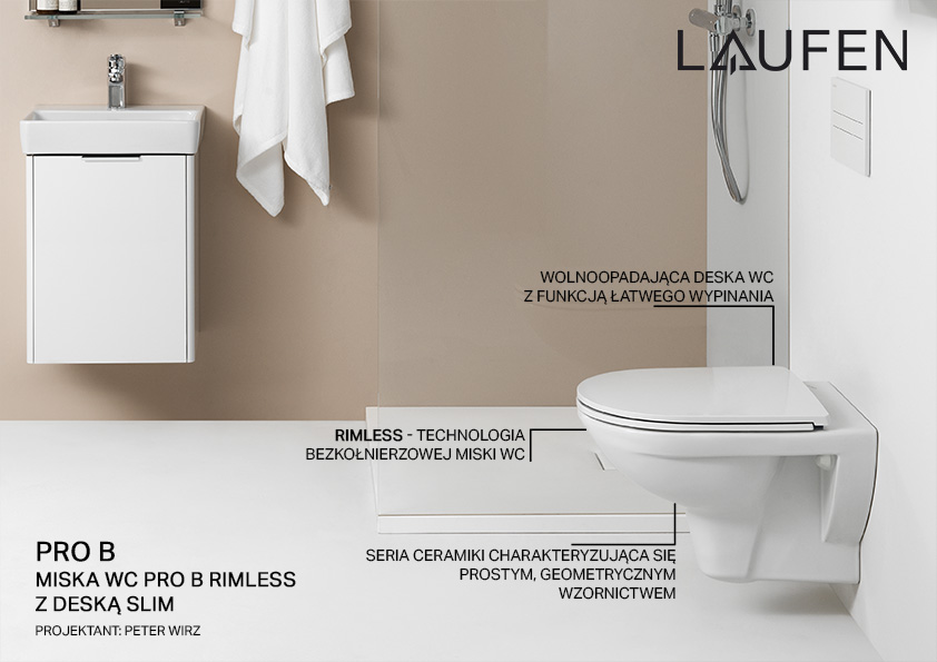 Laufen Pro B miska WC z deską wolnoopadającą wisząca bez kołnierza biały połysk H8669510000001