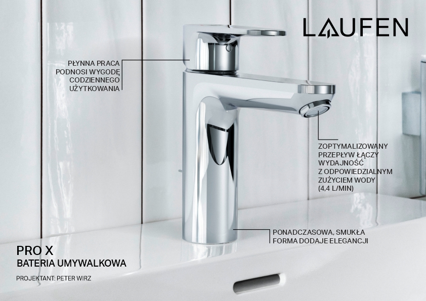 Laufen Pro X bateria umywalkowa stojąca chrom HF506904100000