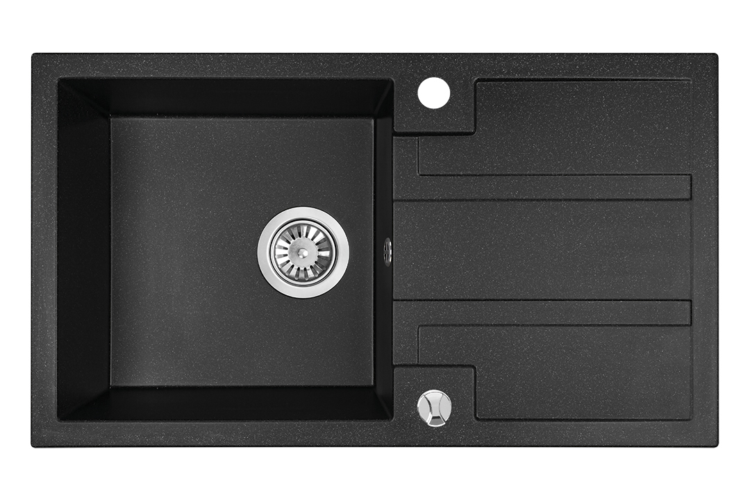 Laveo Barbados zlewozmywak granitowy 76x44 cm czarny SBB711T