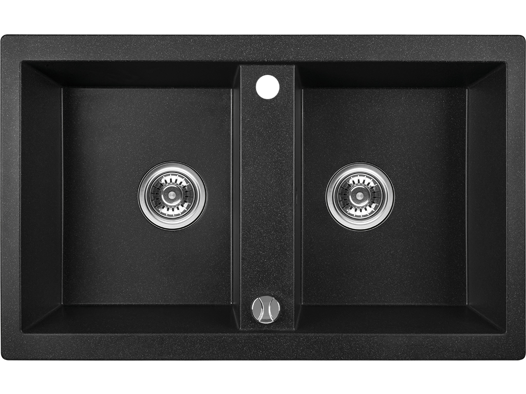 Laveo Barbados zlewozmywak granitowy 78x48 cm czarny SBB720T