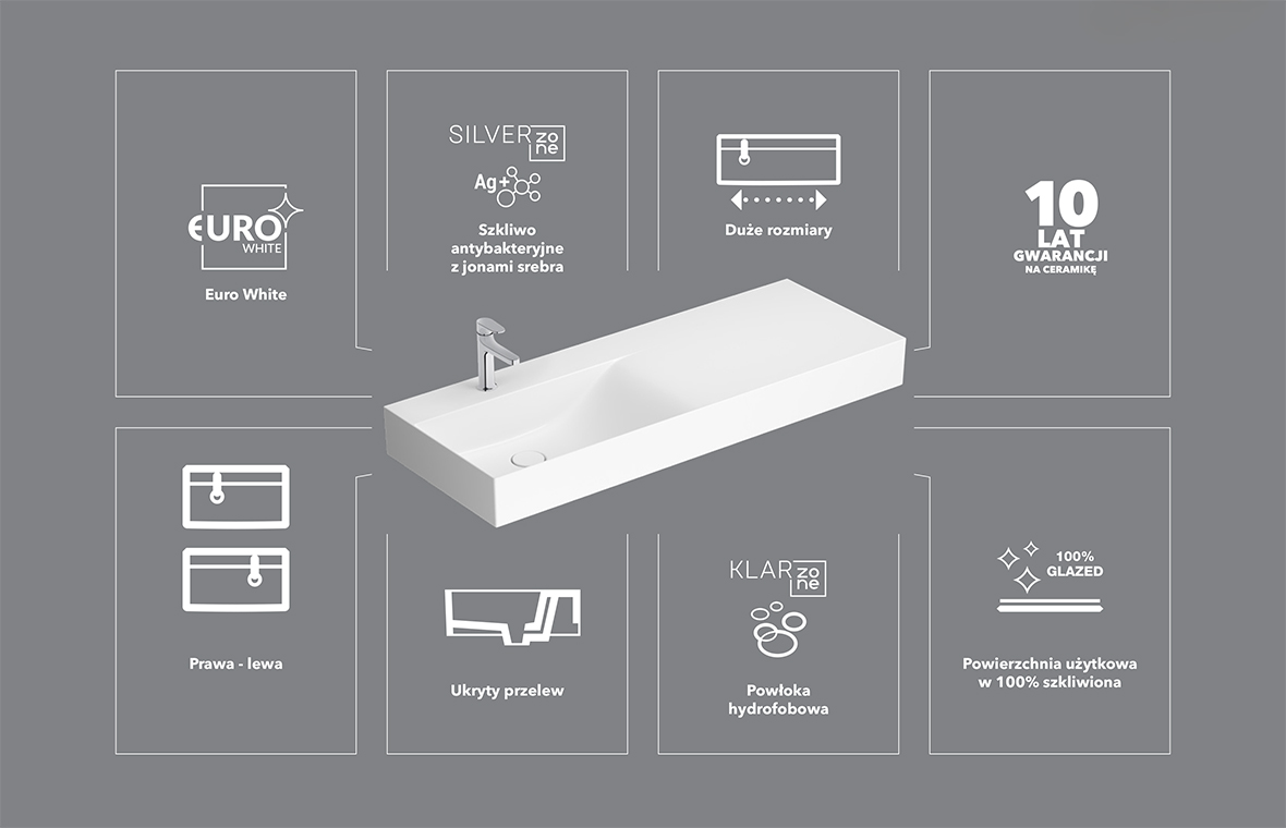 Meissen Keramik Kontra umywalka 80,5x45,5 cm prostokątna biała K682-045