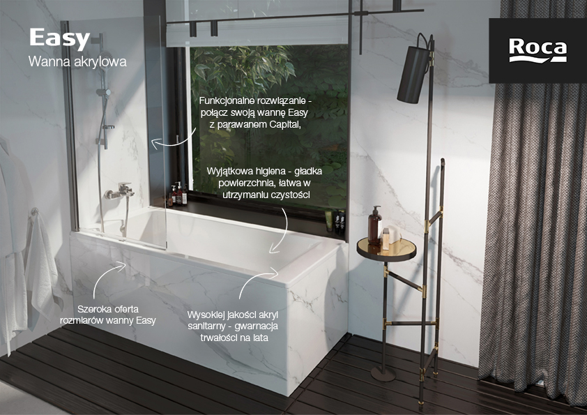 Roca Easy wanna prostokątna 170x70 cm biała A248624000