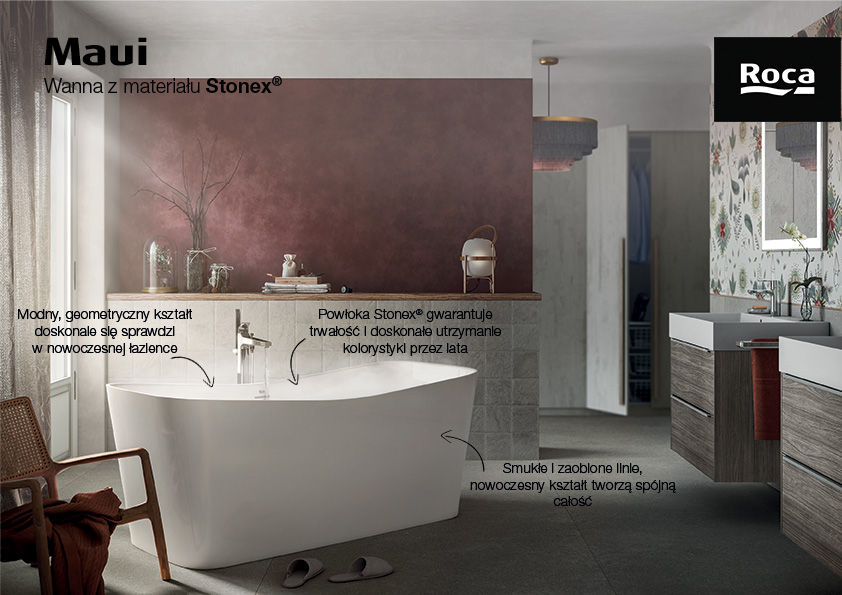 Roca Maui Square wanna wolnostojąca 155x70 cm prostokątna biała A248502000