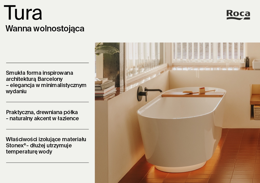 Roca Tura wanna wolnostojąca 170x75 cm owalna biała A248671000