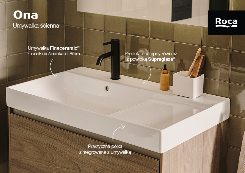 Roca Ona umywalka 80x46 cm prostokątna ścienna biała A327689000