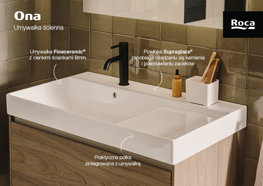 Roca Ona umywalka 80x46 cm prostokątna ścienna biała A327689S00