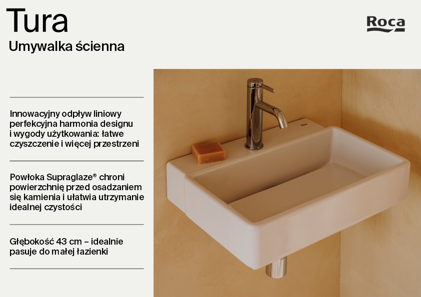Roca Tura umywalka 60x43 cm prostokątna ścienna-nablatowa biała A327693S00