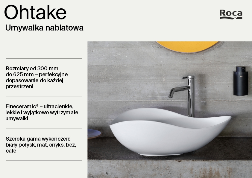 Roca Ohtake umywalka 47x40,5 cm nablatowa biała A327A1N000