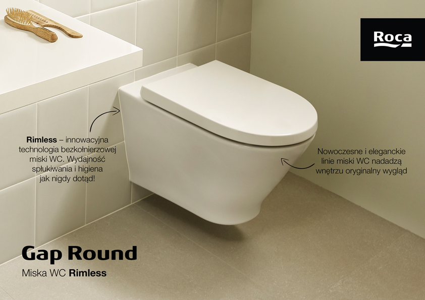 Roca Gap Round miska WC wisząca bez kołnierza biały A3460NL000