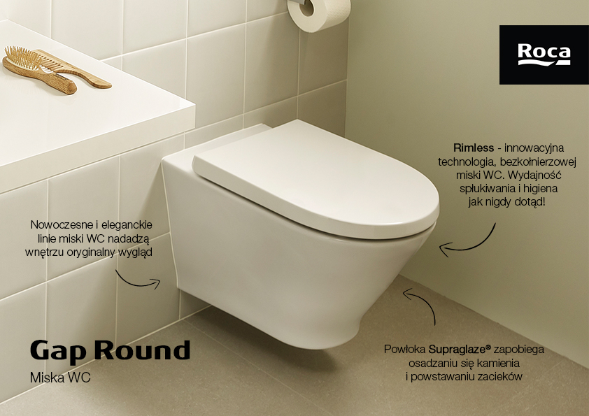 Roca Gap Round miska WC wisząca bez kołnierza biały A3460NLS00