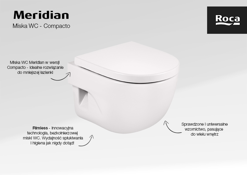 Roca Meridian miska WC wisząca bez kołnierza biały A346244000