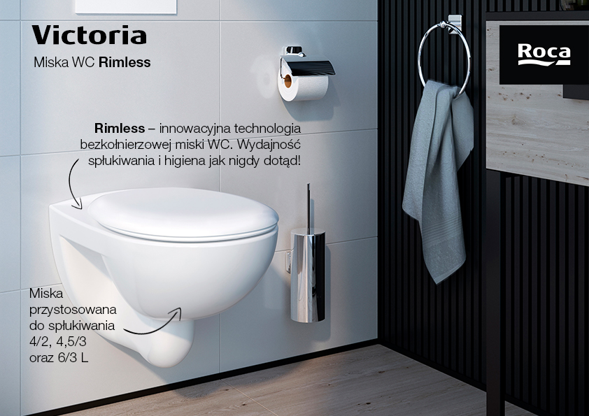 Roca Victoria miska WC wisząca bez kołnierza biały A346393000
