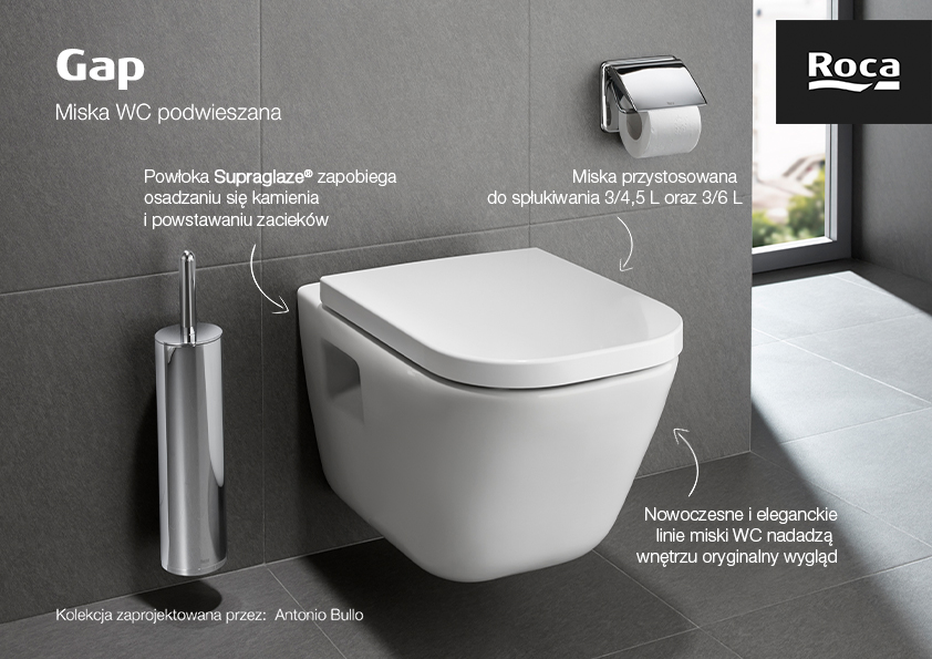 Roca Gap miska WC wisząca bez kołnierza biały A346477S00