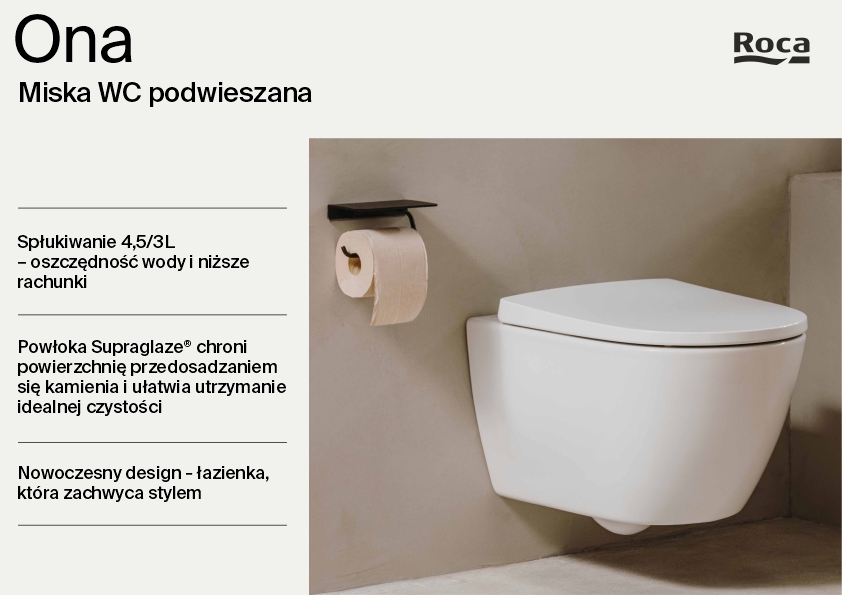 Roca Ona miska WC wisząca bez kołnierza biały A346687S00