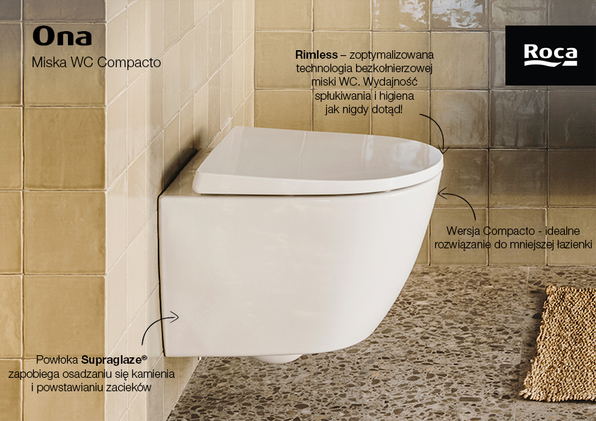 Roca Ona miska WC wisząca bez kołnierza biały A346688S00