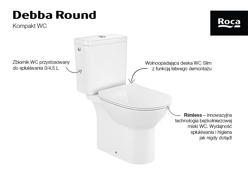 Roca Debba miska kompakt WC biały A34299P000