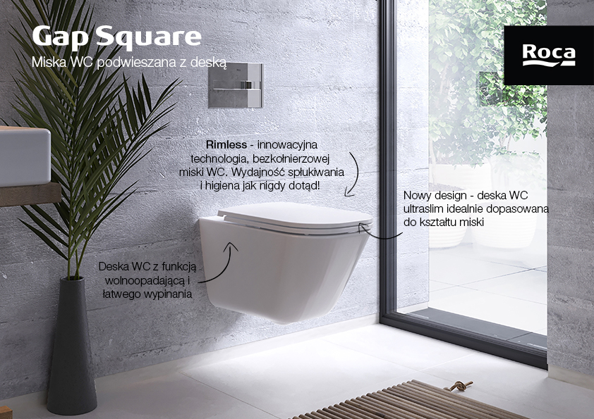 Roca Gap Square miska WC z deską wolnoopadającą A34H472000