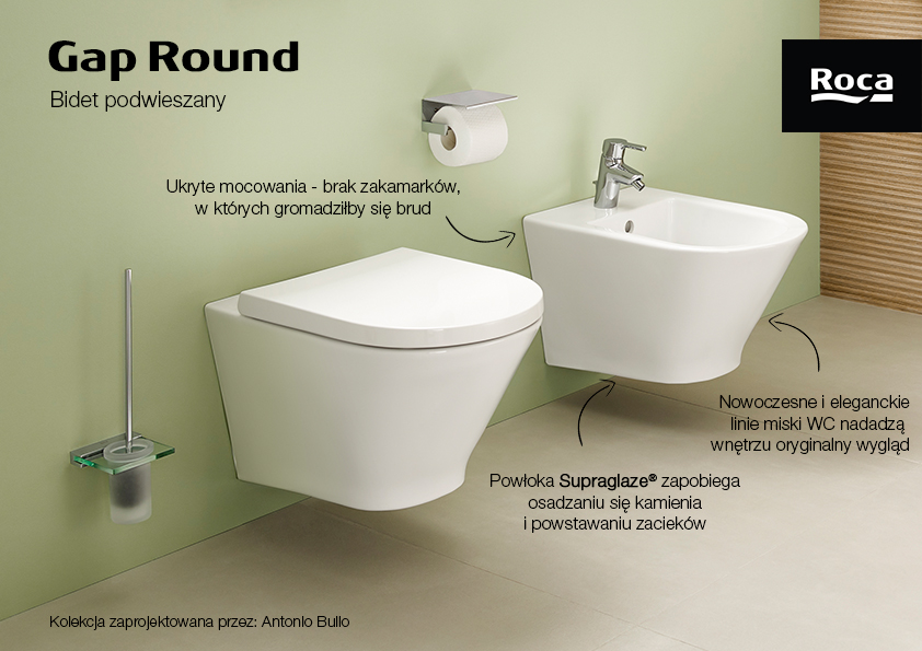 Roca Gap Round bidet wiszący biały A3570N6S00