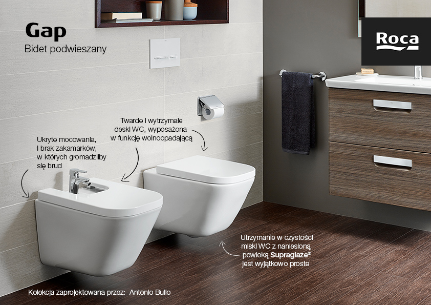 Roca Gap Square bidet wiszący biały A357476S00