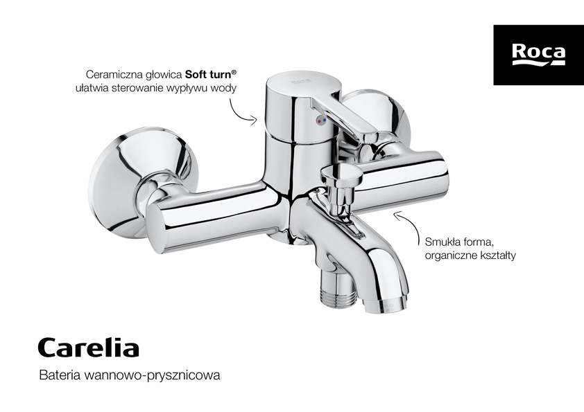 Roca Carelia bateria wannowo-prysznicowa ścienna chrom A5A028AC0K