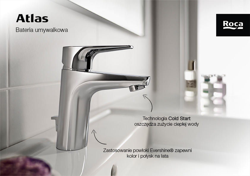 Roca Atlas bateria umywalkowa stojąca chrom A5A3990C00