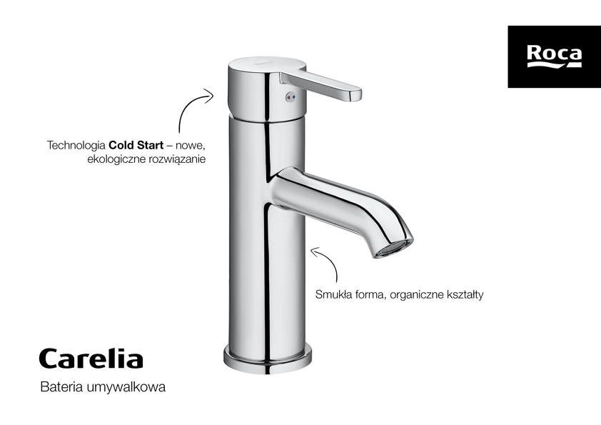 Roca Carelia bateria umywalkowa stojąca chrom A5A328AC0K