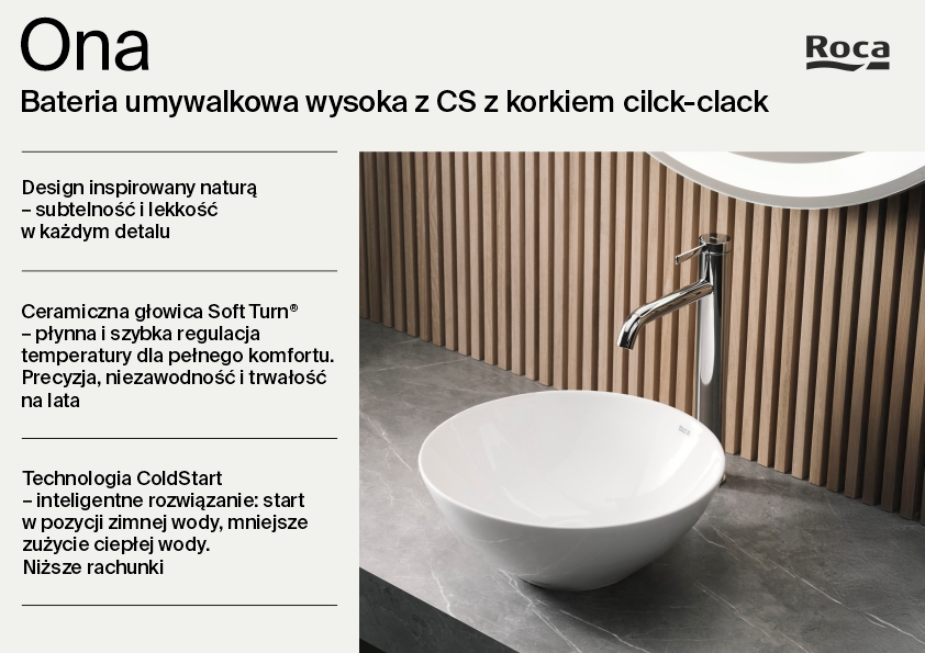 Roca Ona bateria umywalkowa stojąca chrom A5A349EC00