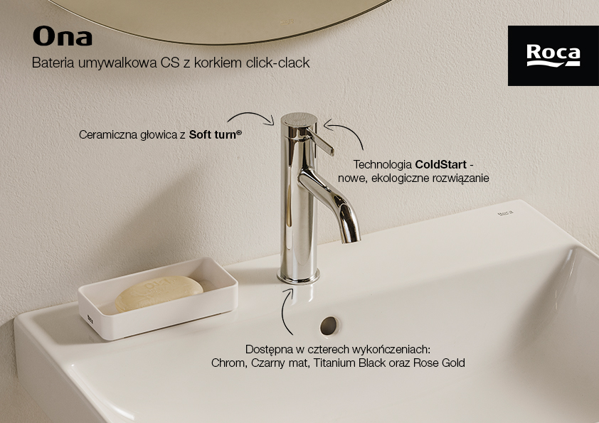 Roca Ona bateria umywalkowa stojąca chrom A5A3A9EC00