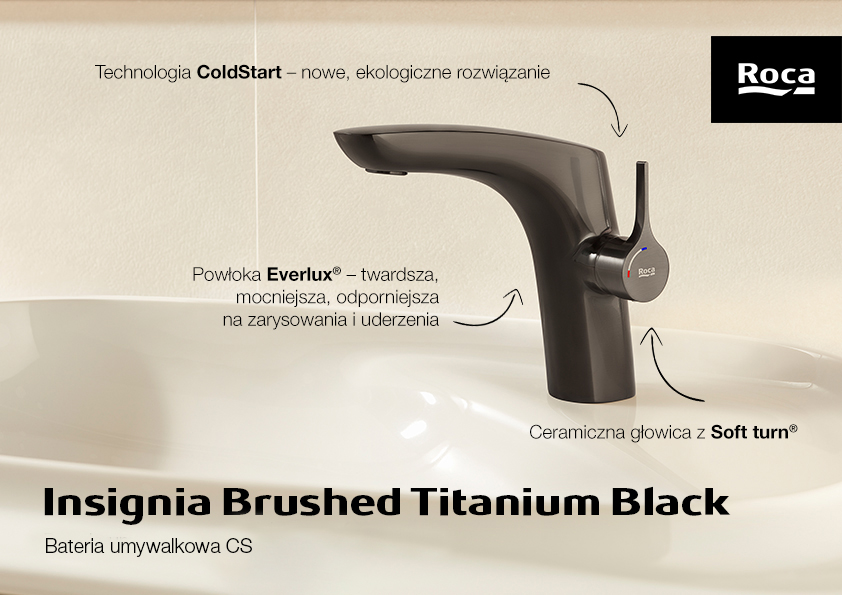 Roca Insignia Black bateria umywalkowa stojąca czarna A5A3B3ANM0