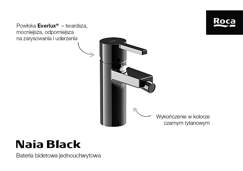Roca Naia Black bateria bidetowa stojąca czarna A5A6A96NM0