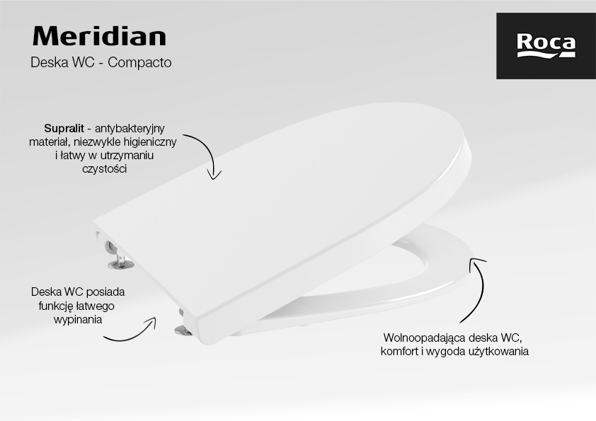 Roca Meridian Compacto deska sedesowa wolnoopadająca biała A8012AC00B