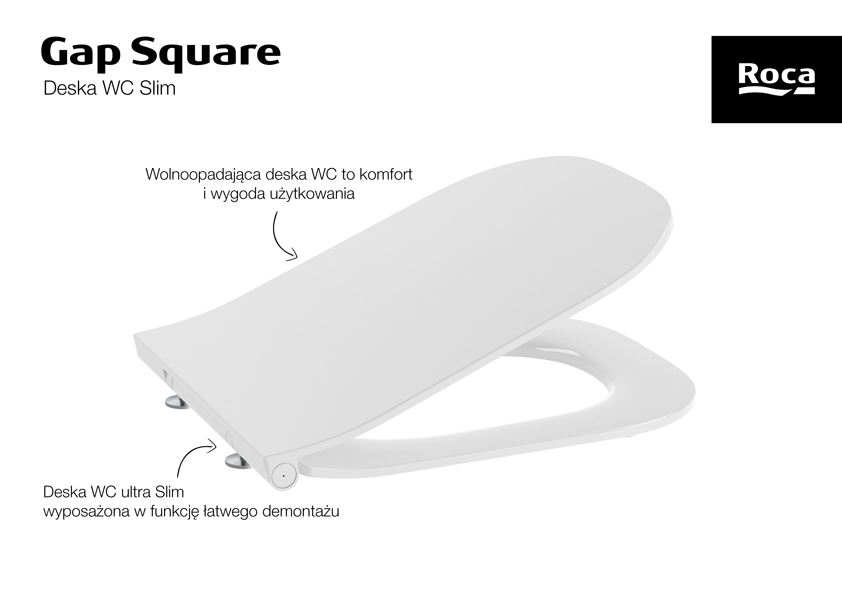 Roca Gap Square deska sedesowa wolnoopadająca ultra slim biała A801472003