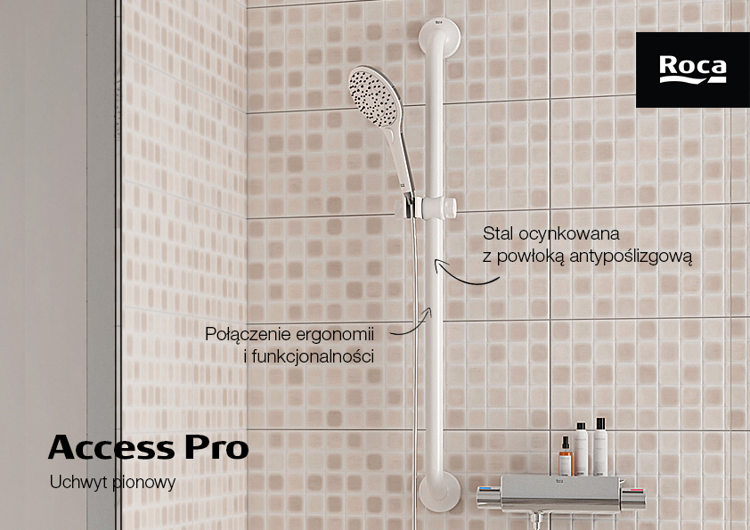 Roca Access Pro poręcz ścienna kątowa stal nierdzewna matowa A817187C20